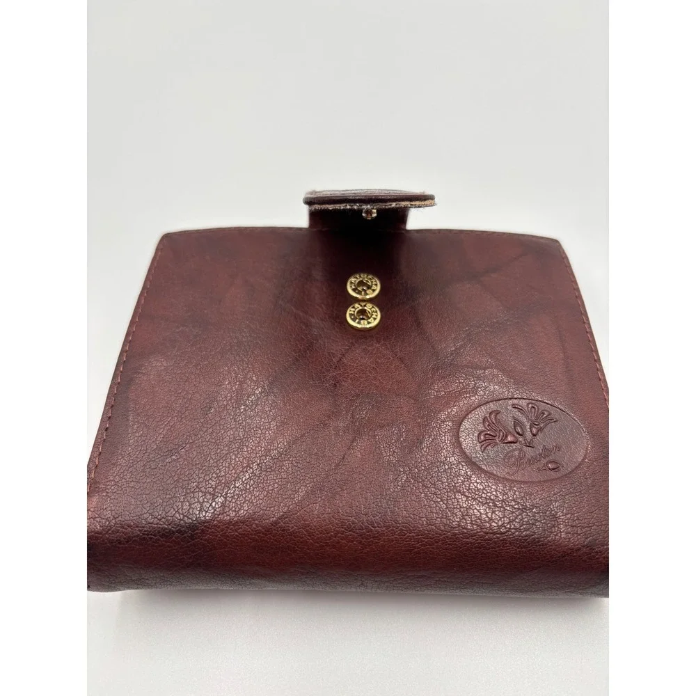 Buxton Brown Genuine Leather Bifold Wallet Kiss Lock Coin Purse Vintage Style‎